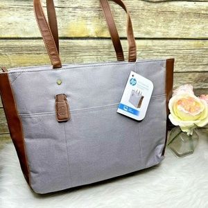 HP Gray and Brown Laptop Tote Bag